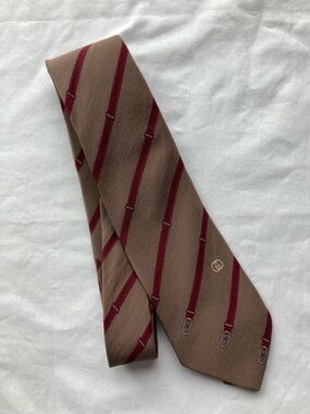 Vintage Gucci Silk Mens Tie Brown Burgundy Made In Italy 3”x56”